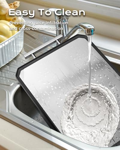 Modern SNOWCLAD Stainless Steel Cutting Board,Double Sided Steel Bread Kit