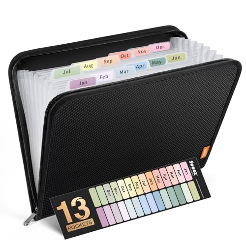 Minimalist Sooez 13 Pocket Accordion File Organizer, Zipper Essentials