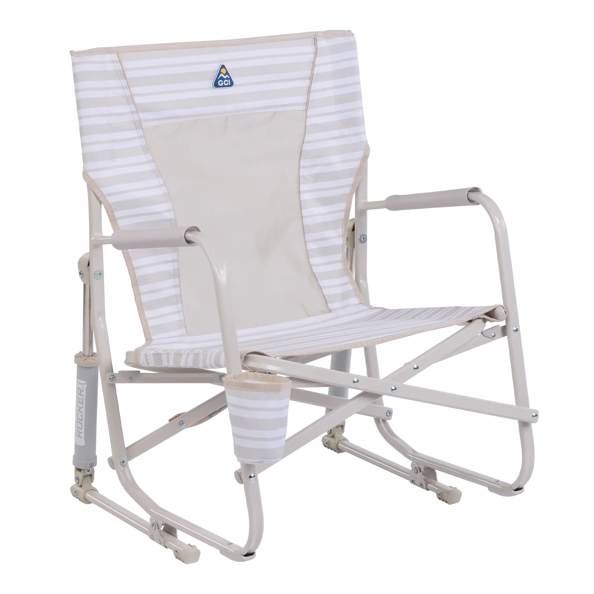 Heavy-Duty Freestyle Beach Rocker - Choice 712 - Freestyle Rocker Portable Outdoor Folding Chair - Neutral Stripe