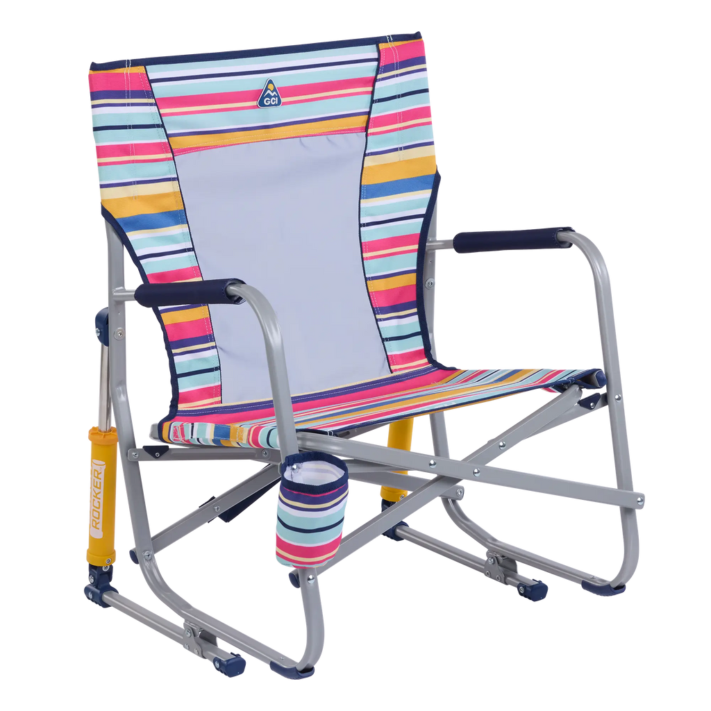 Heavy-Duty Freestyle Beach Rocker - Choice 712 - Freestyle Rocker Portable Outdoor Folding Chair - Multi Stripe