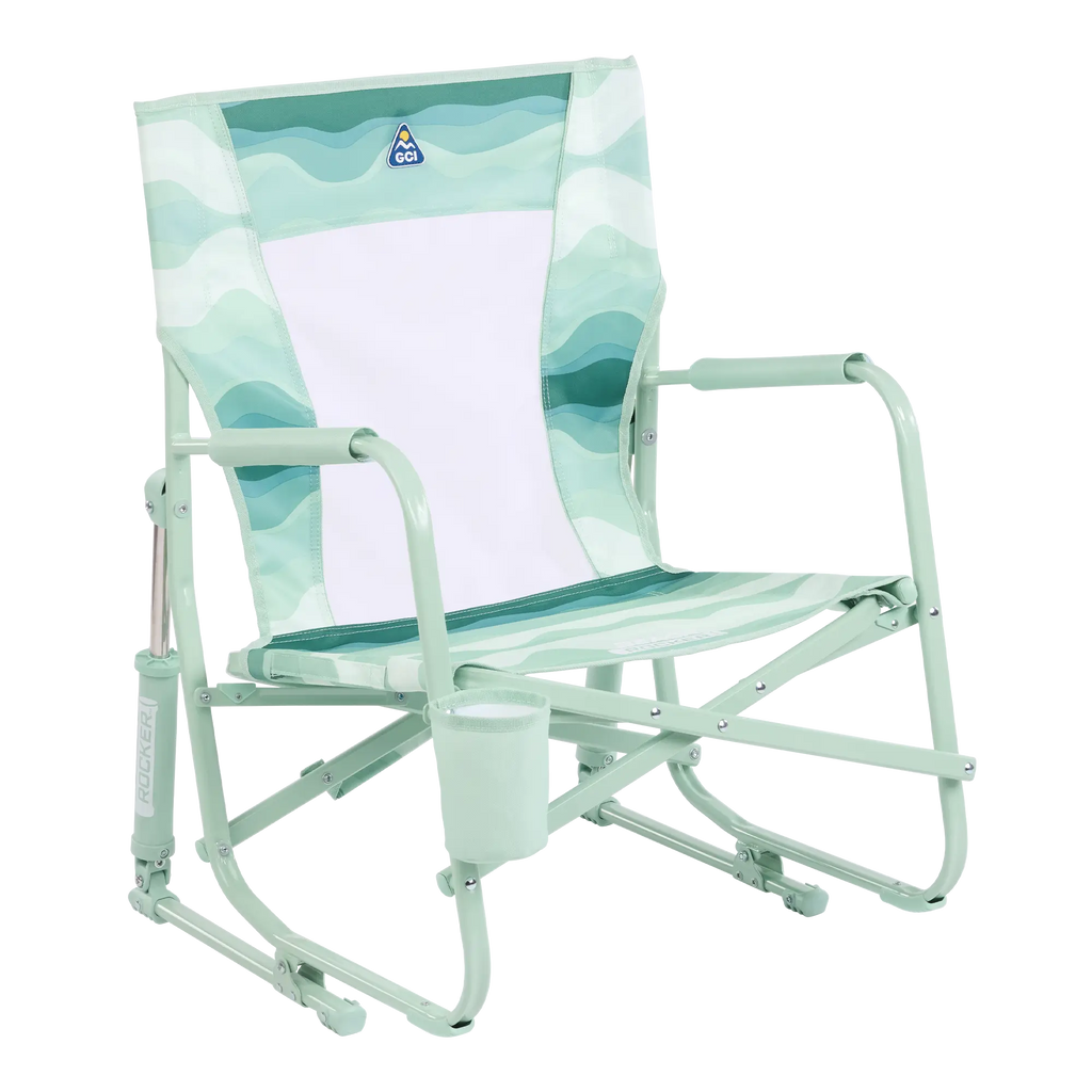 Heavy-Duty Freestyle Beach Rocker - Choice 712 - Freestyle Rocker Portable Outdoor Folding Chair - Green Beach Wave