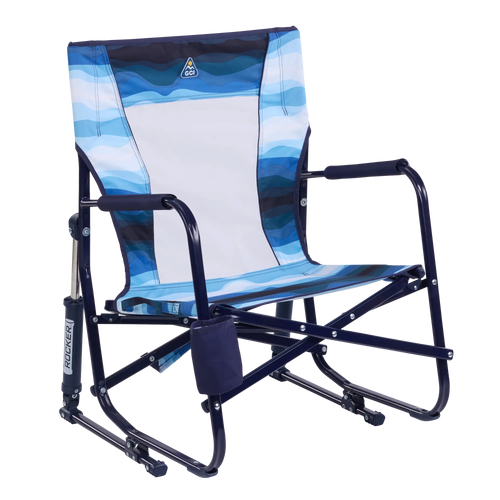 Heavy-Duty Freestyle Beach Rocker - Choice 712 - Freestyle Rocker Portable Outdoor Folding Chair - Blue Beach Wave