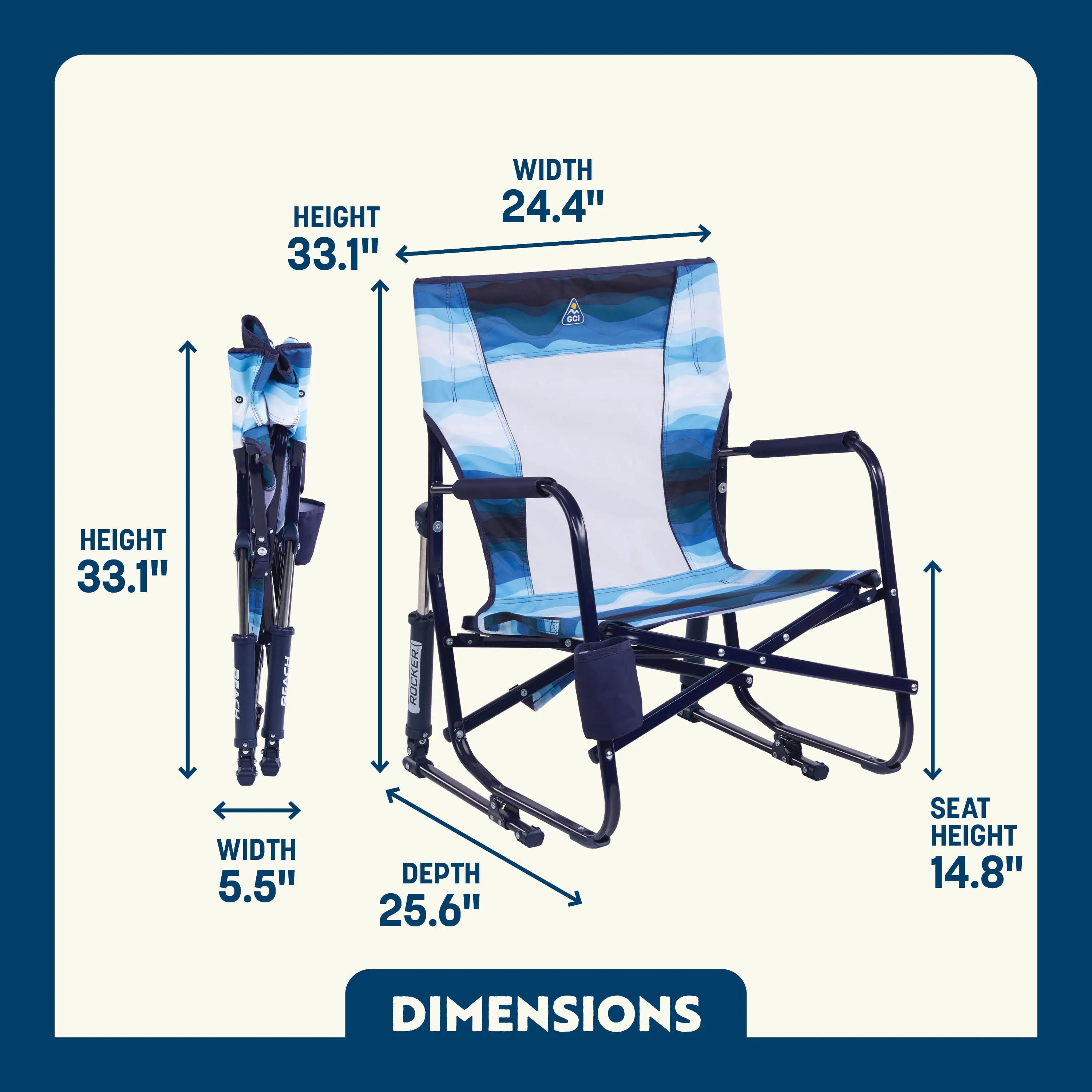 Heavy-Duty Freestyle Beach Rocker - Choice 712 - Freestyle Rocker Portable Outdoor Folding Chair Detail