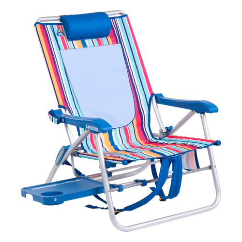 Backpack Travel Big Surf with Slide Table - Choice 334 - Multi-Position Outdoor Beach Chair with Pillow - Multi Stripe