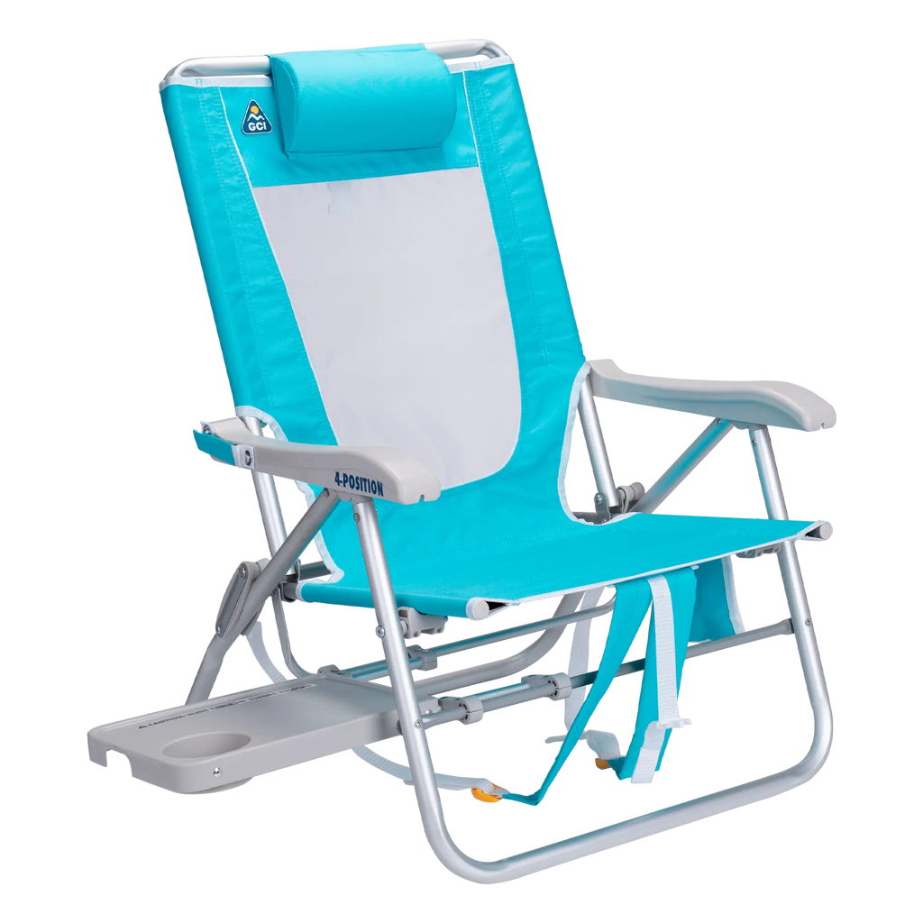 Backpack Travel Big Surf with Slide Table - Choice 334 - Multi-Position Outdoor Beach Chair with Pillow - Seafoam Green