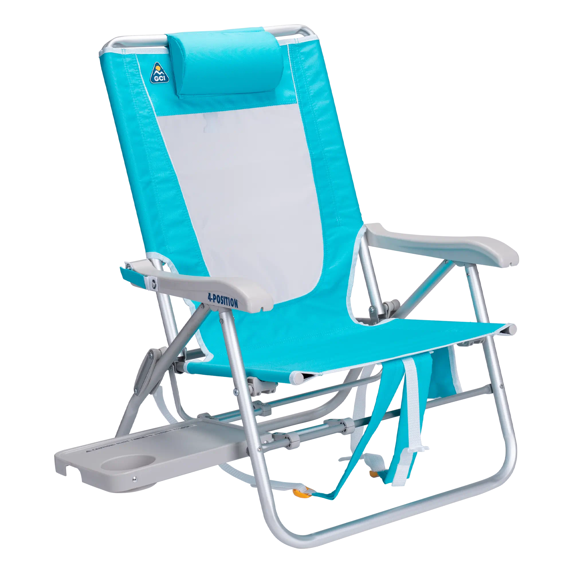 Backpack Travel Big Surf with Slide Table - Choice 334 - Multi-Position Outdoor Beach Chair with Pillow - Seafoam Green
