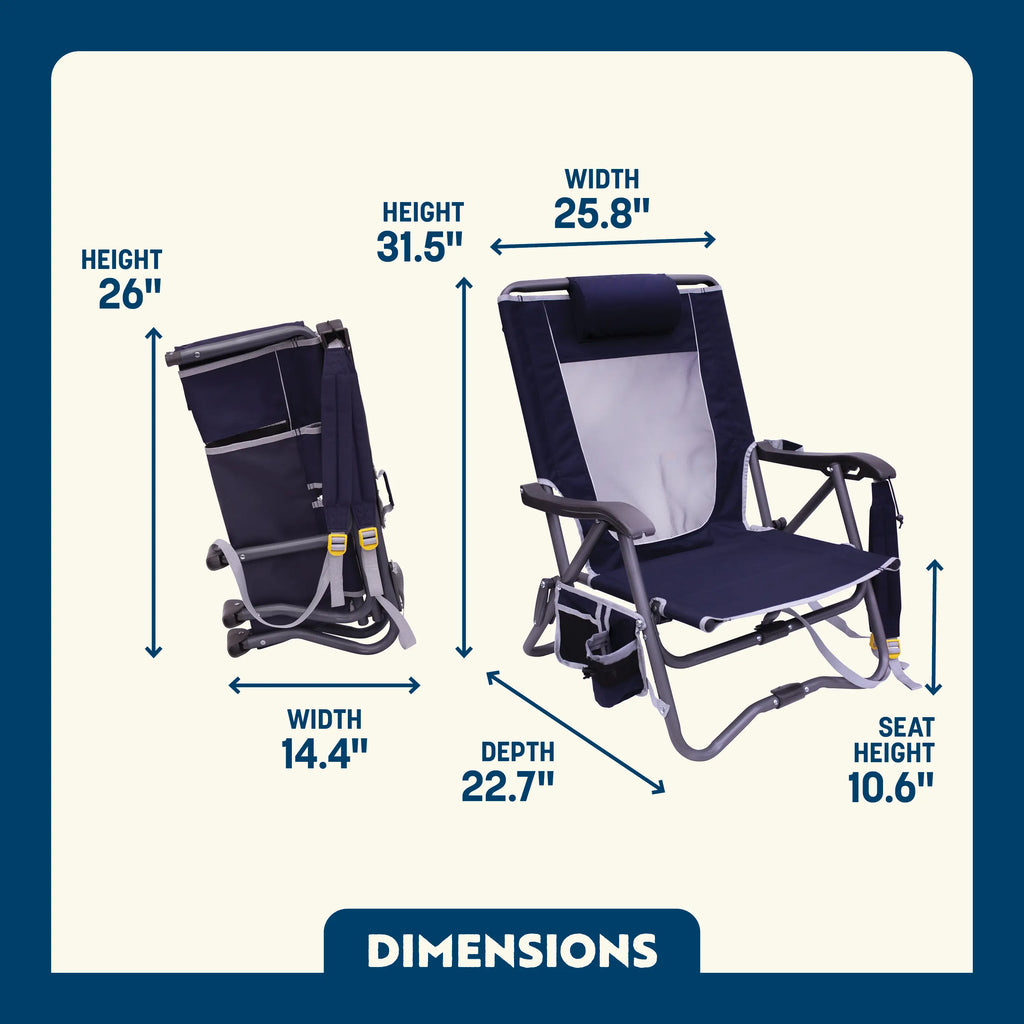 Telescoping Frame Bi-Fold Slim Event Chair - Choice 334 - Pico Compact Folding Camp Chair with Carry Bag Detail