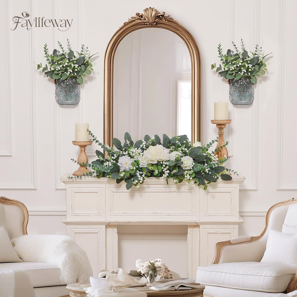120 Pcs 4 Kinds Mixed Eucalyptus Greenery Stems, Baby Breath Flowers Artificial Bulk and Greenery Stems for DIY Bouquets Wedding Home Floral Decor