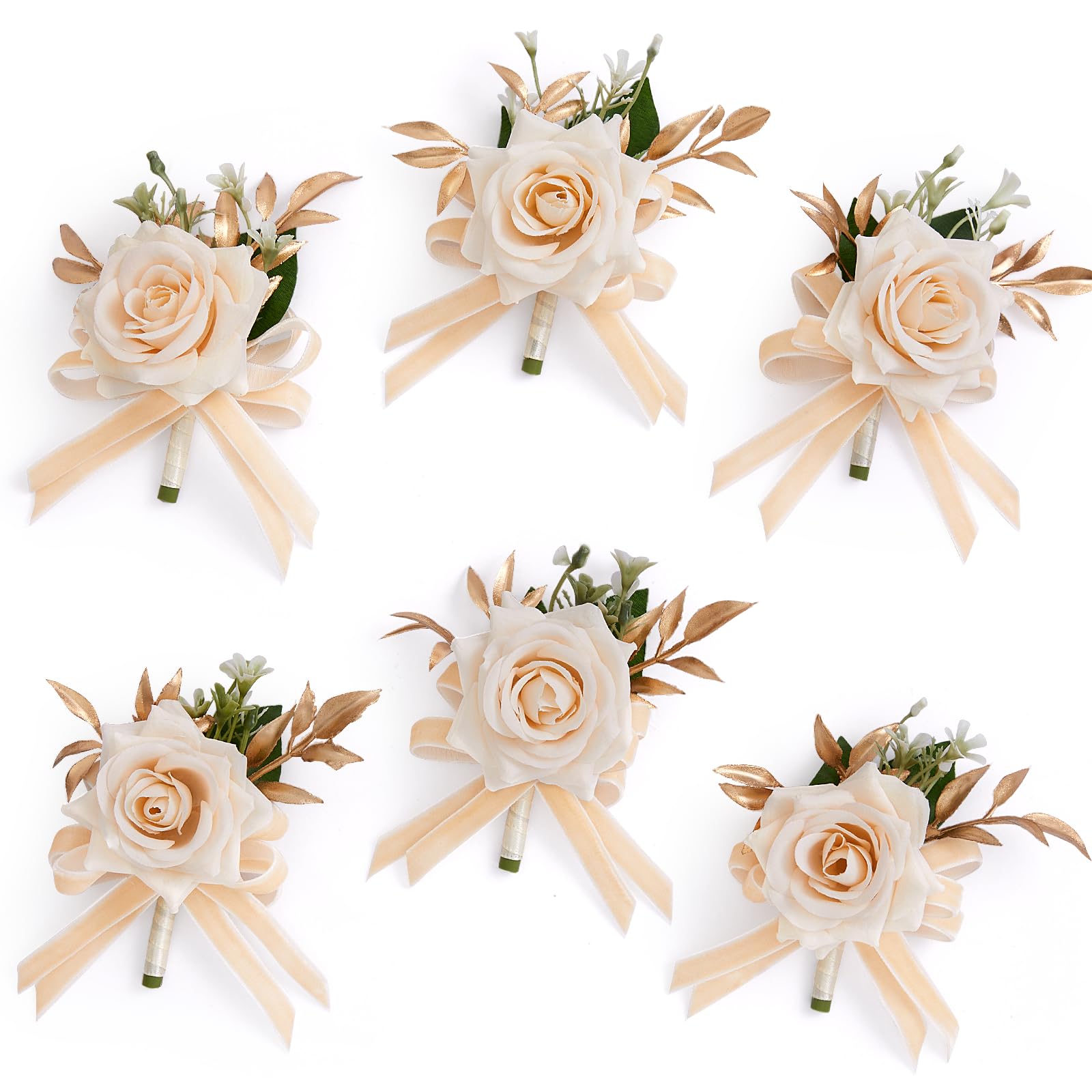 Serwalin 6Pcs Red Wrist Corsage for Wedding, Artificial Silk Rose Flower Wrist Corsage Wristlet for Prom Homecoming Party Accessories for Bride Bridesmaids, Mother of Bride and Groom