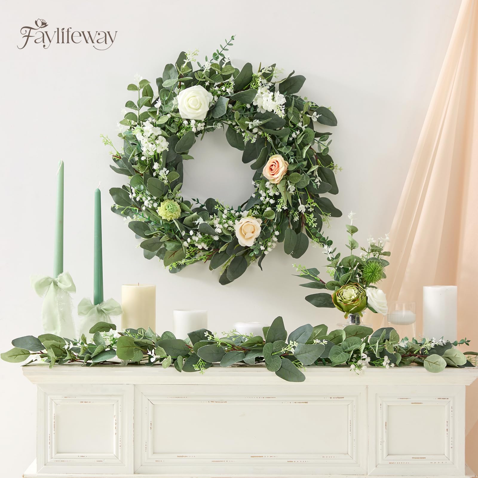 120 Pcs 4 Kinds Mixed Eucalyptus Greenery Stems, Baby Breath Flowers Artificial Bulk and Greenery Stems for DIY Bouquets Wedding Home Floral Decor