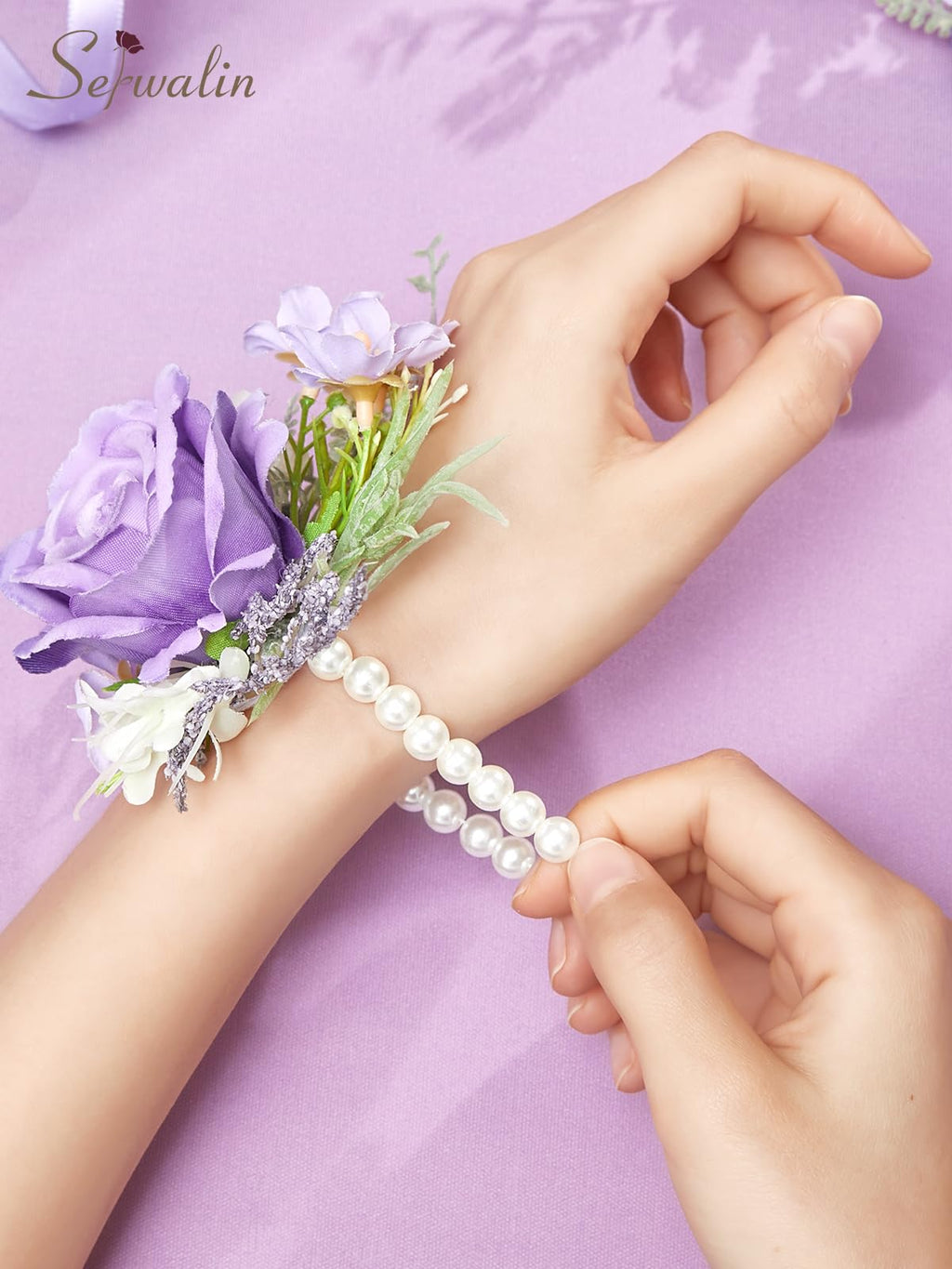Serwalin 6Pcs Red Wrist Corsage for Wedding, Artificial Silk Rose Flower Wrist Corsage Wristlet for Prom Homecoming Party Accessories for Bride Bridesmaids, Mother of Bride and Groom