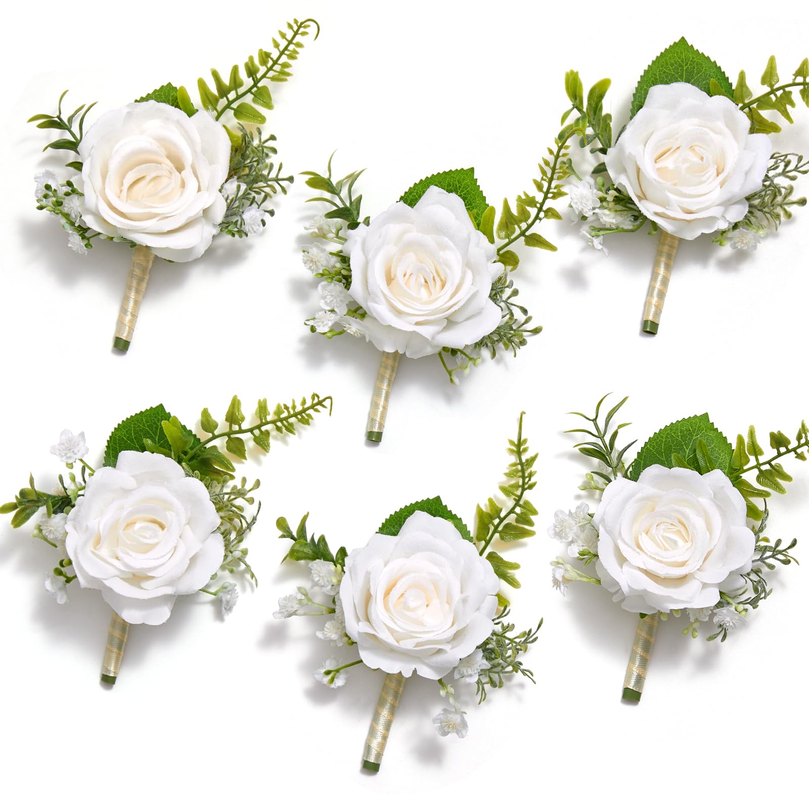 Serwalin 6Pcs Red Wrist Corsage for Wedding, Artificial Silk Rose Flower Wrist Corsage Wristlet for Prom Homecoming Party Accessories for Bride Bridesmaids, Mother of Bride and Groom