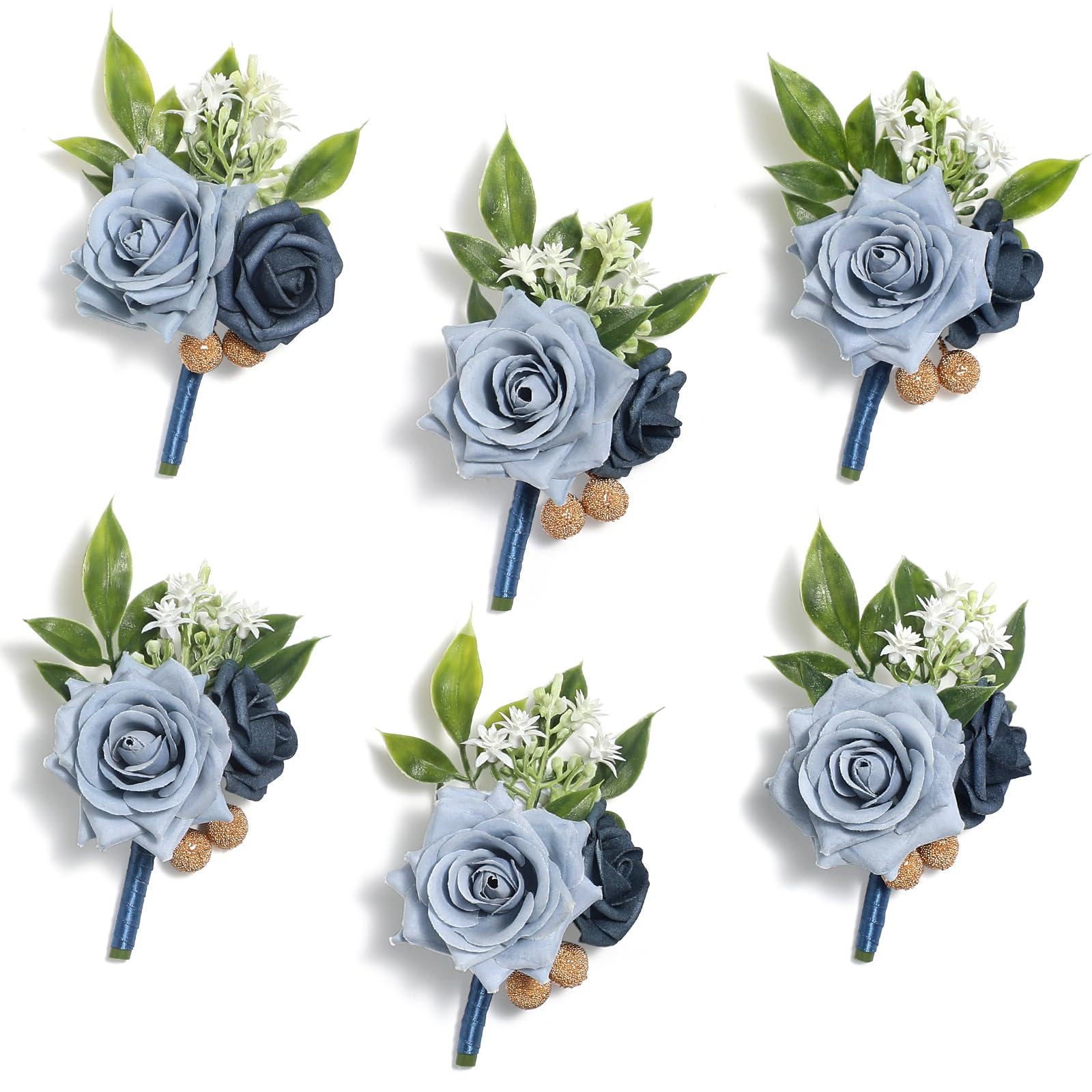 Serwalin 6Pcs Red Wrist Corsage for Wedding, Artificial Silk Rose Flower Wrist Corsage Wristlet for Prom Homecoming Party Accessories for Bride Bridesmaids, Mother of Bride and Groom