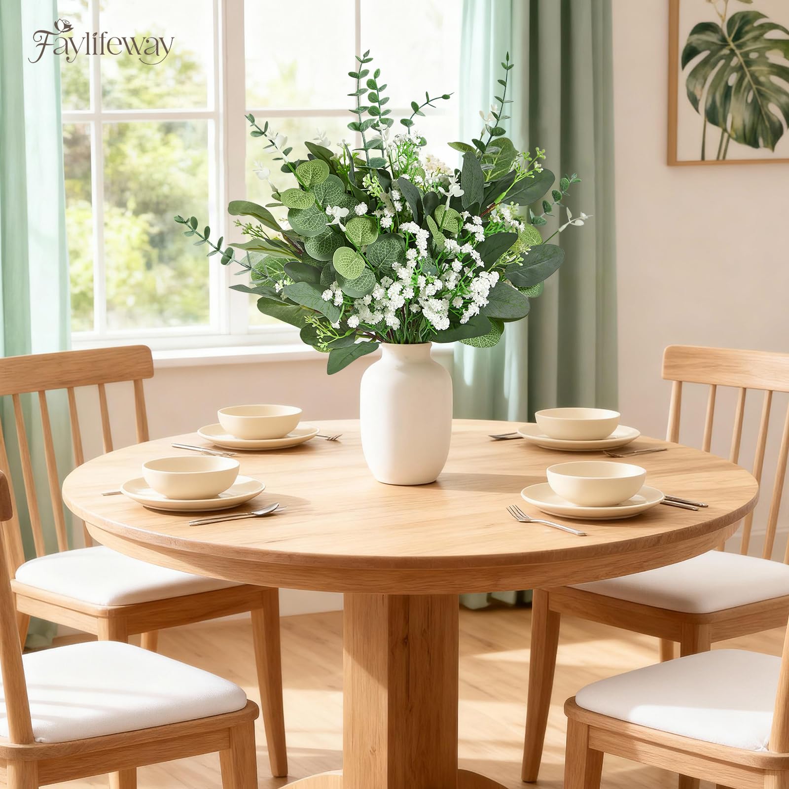120 Pcs 4 Kinds Mixed Eucalyptus Greenery Stems, Baby Breath Flowers Artificial Bulk and Greenery Stems for DIY Bouquets Wedding Home Floral Decor