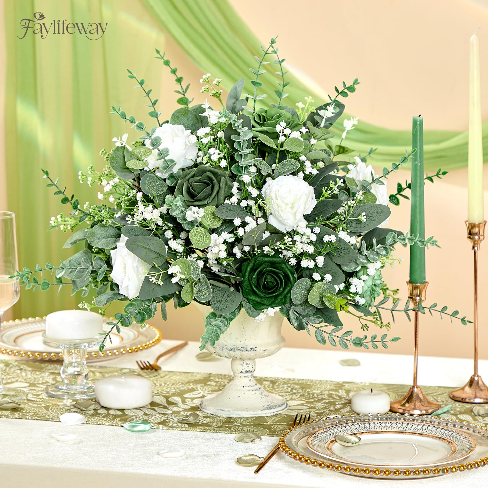120 Pcs 4 Kinds Mixed Eucalyptus Greenery Stems, Baby Breath Flowers Artificial Bulk and Greenery Stems for DIY Bouquets Wedding Home Floral Decor