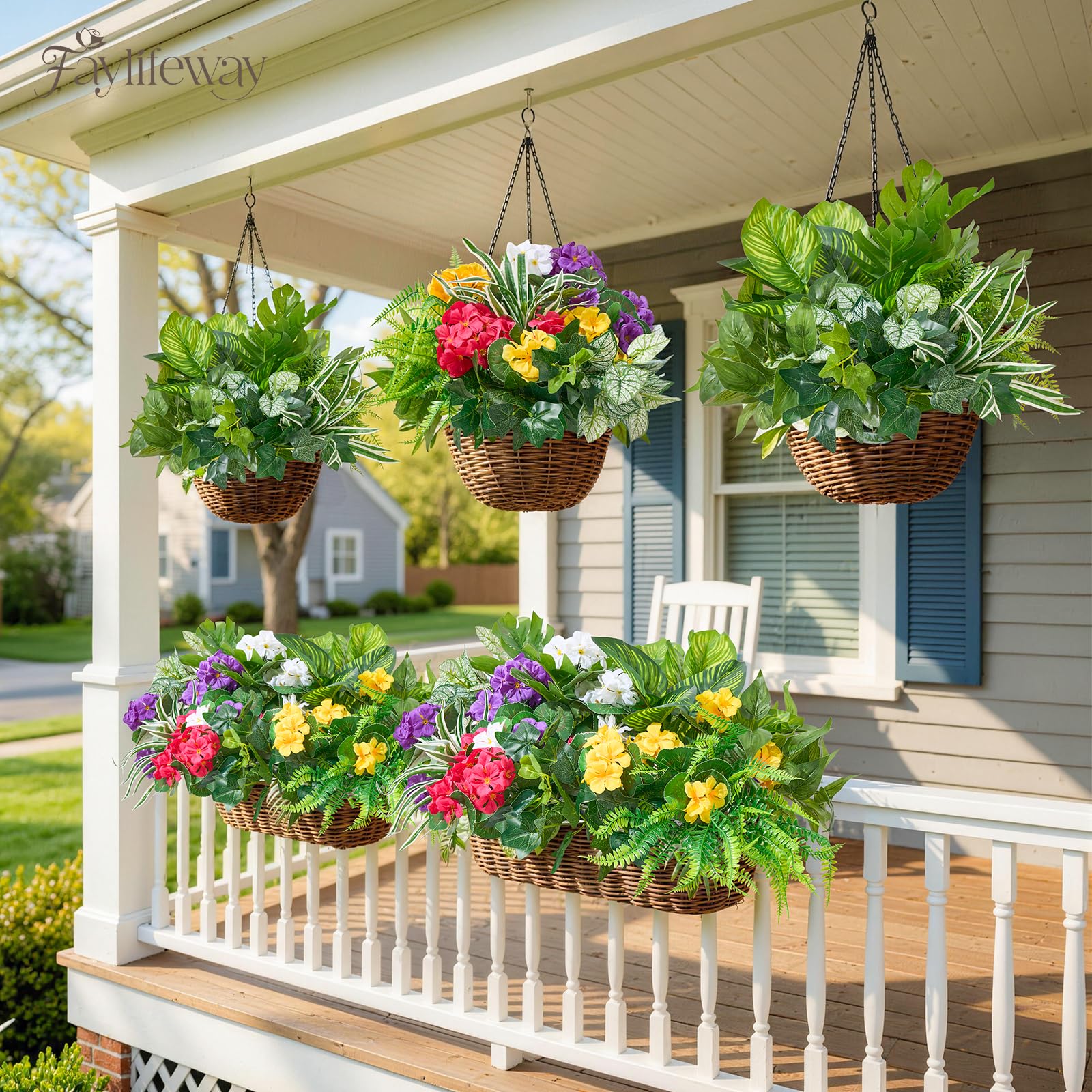 12 Bundles Artificial Plants Outdoor,UV Resistant Fake Greenery Stems with Large Shrubs Faux Plastic Plant for Outside Front Porch Planters Garden Window Box Patio Decor(Pot Not Included)