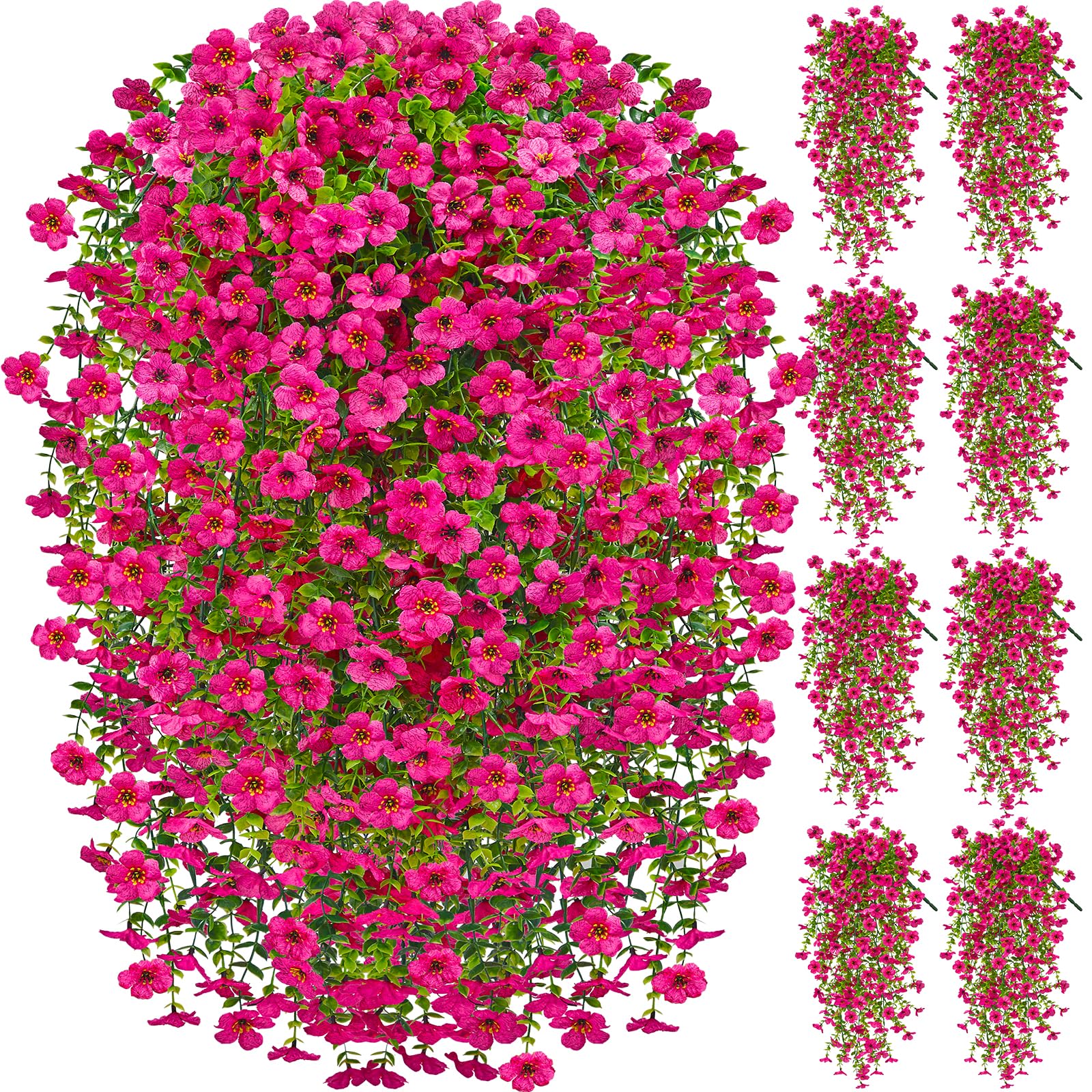 Artificial Hanging Flowers for Outdoors, 4PCS UV Resistant Artificial Outdoor Flowers, Silk Flowers for Outside Patio Porch Front Yard Window Garden Indoor Decor(Spring Color,4PCS)