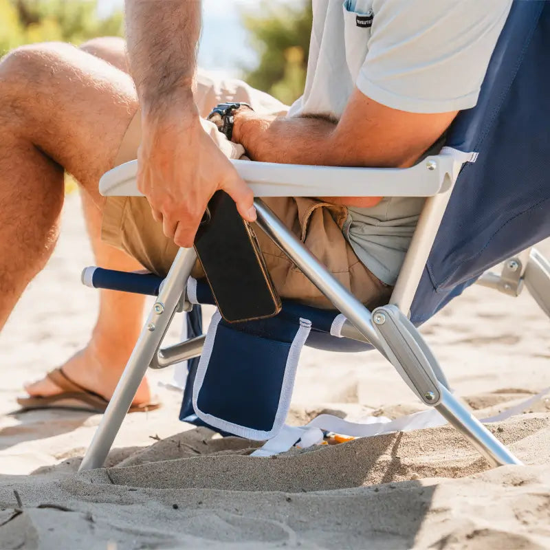Rust-Resistant Aluminum Backpack Beach Chair - Choice 709 - Portable Heavy-Duty Low Boy Chair for Ocean Side Detail