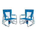 Luxury Camp Beach Rocker Bundle - Choice 773 - Patented Spring-Action Rocking Chair for Camping - Saybrook Blue