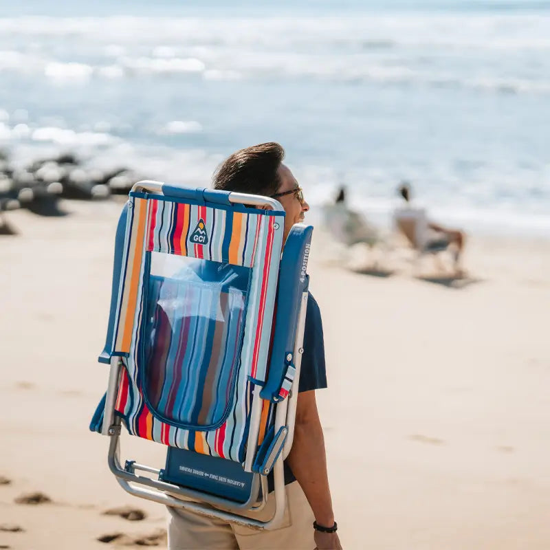 Backpack Travel Big Surf with Slide Table - Choice 334 - Multi-Position Outdoor Beach Chair with Pillow Detail
