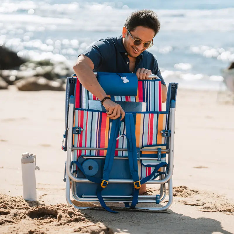 Backpack Travel Big Surf with Slide Table - Choice 334 - Multi-Position Outdoor Beach Chair with Pillow Detail
