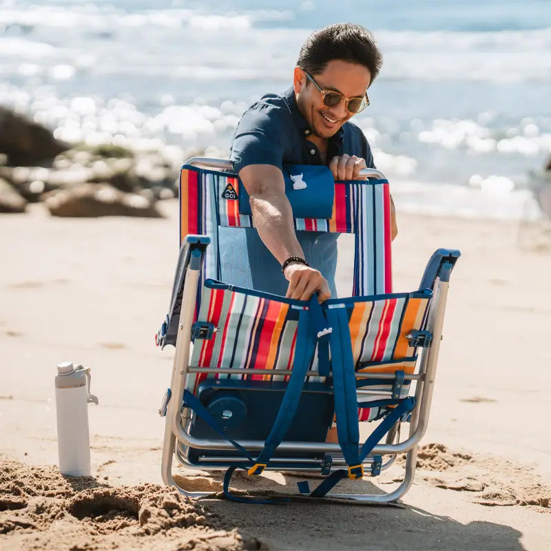 Backpack Travel Big Surf with Slide Table - Choice 334 - Multi-Position Outdoor Beach Chair with Pillow Detail