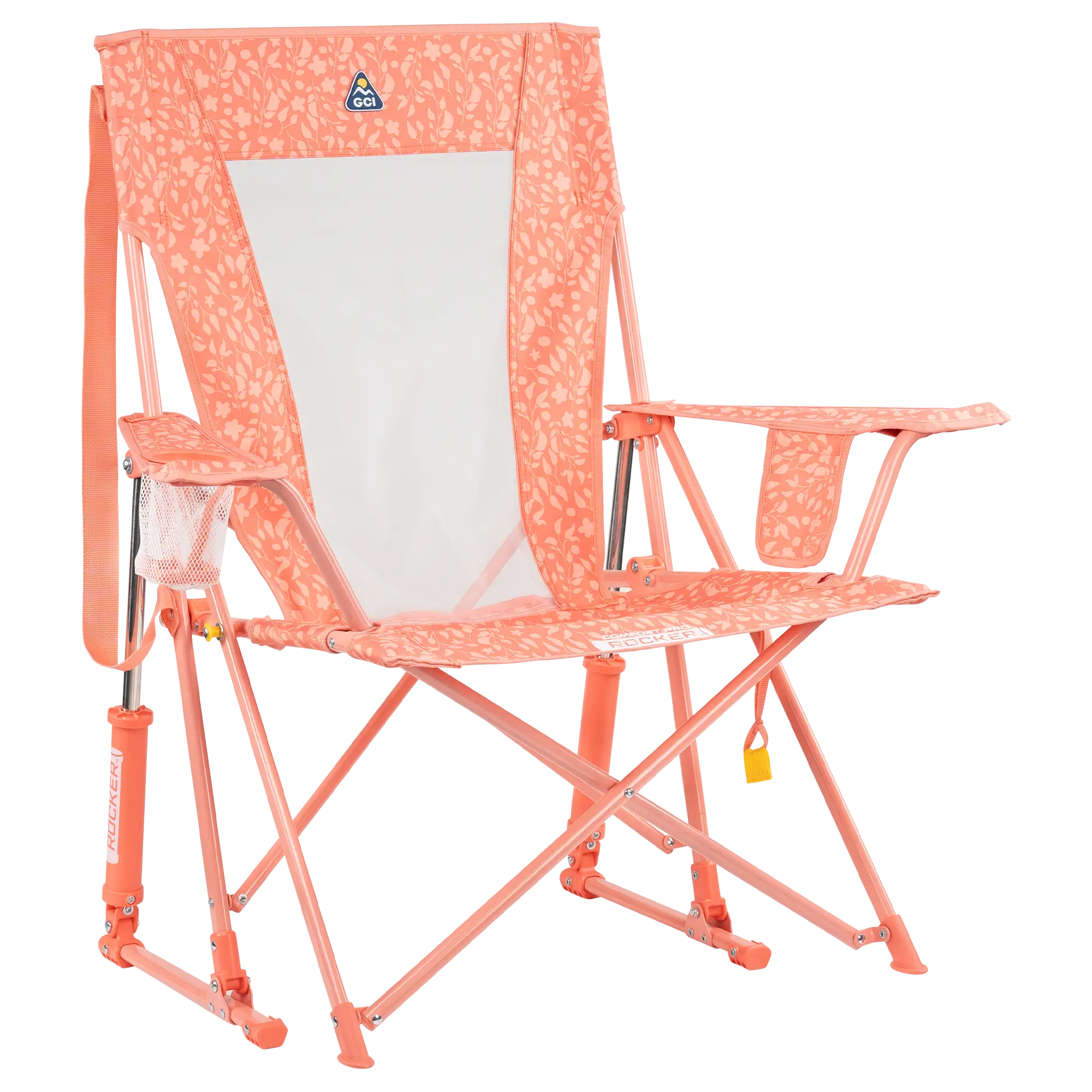 Premium All-Weather Comfort Pro Rocker - Choice 375 - RoadTrip Rocker Smooth Motion Camp Chair - Coral Garden