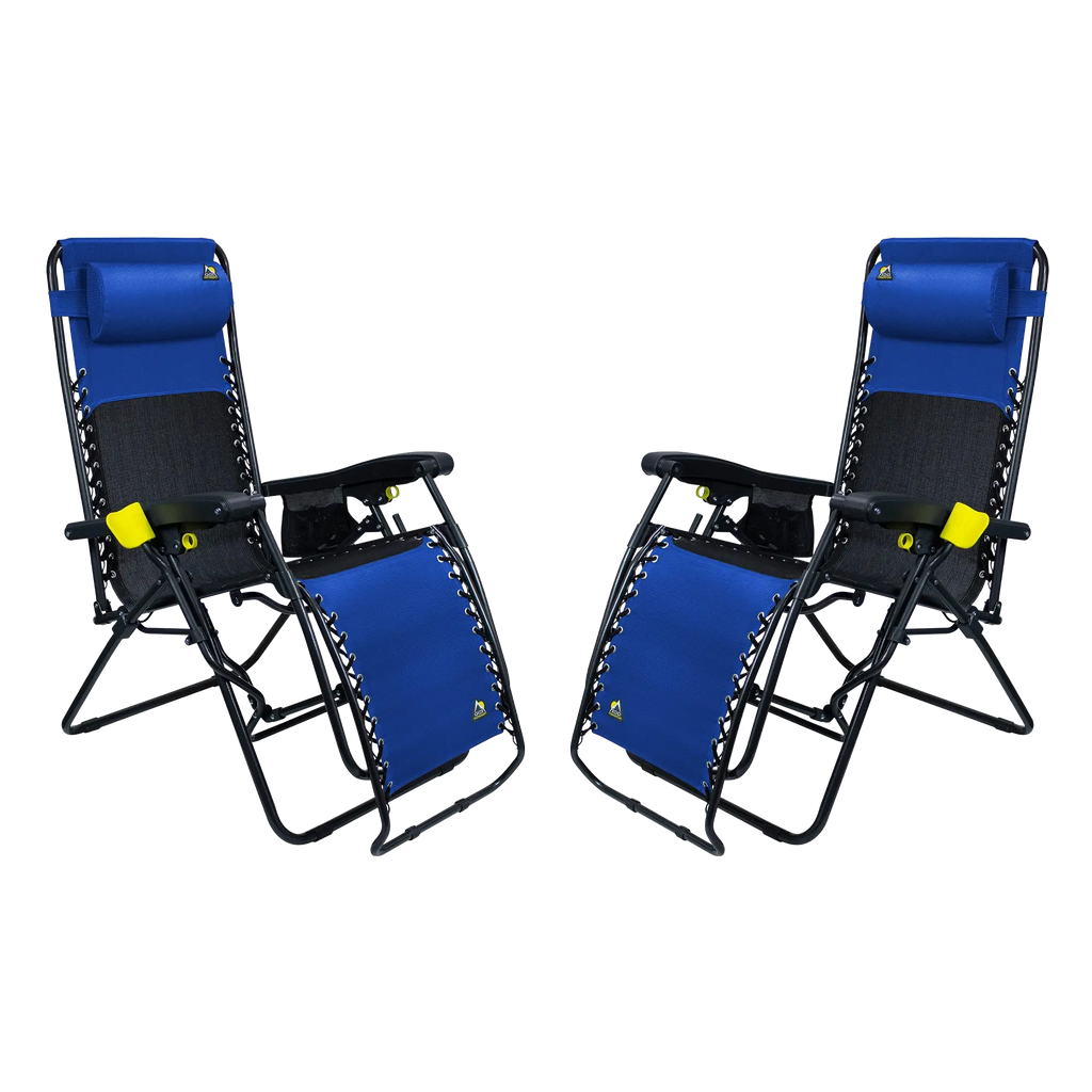 Rust-Resistant Aluminum Freeform Zero Gravity Lounger Bundle - Choice 507 - Portable Heavy-Duty Low Boy Chair for Ocean Side - Royal Blue
