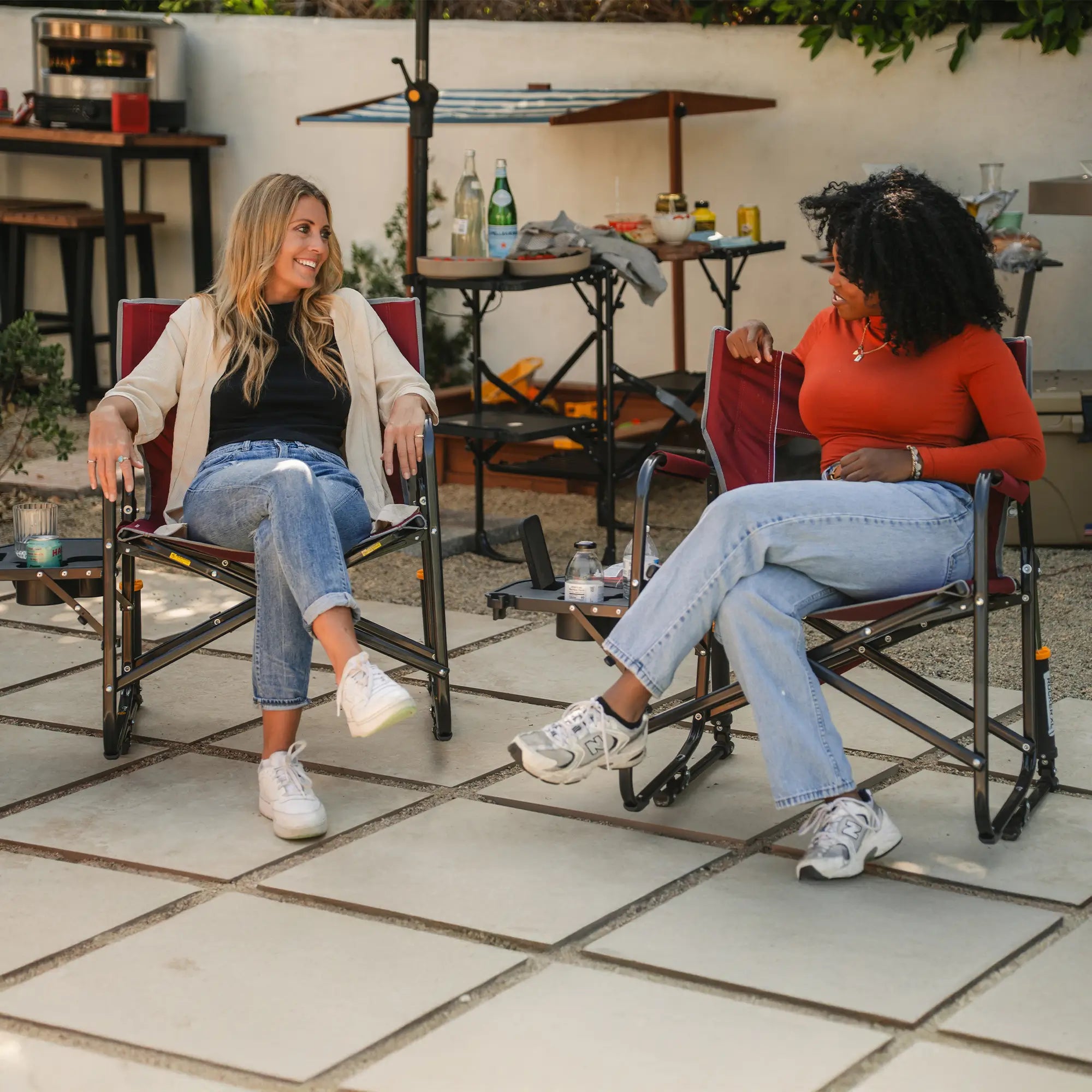 Premium All-Weather Freestyle Rocker XL with Side Table - Choice 836 - Heavy-Duty Kickback Rocker with Beverage Holder Detail