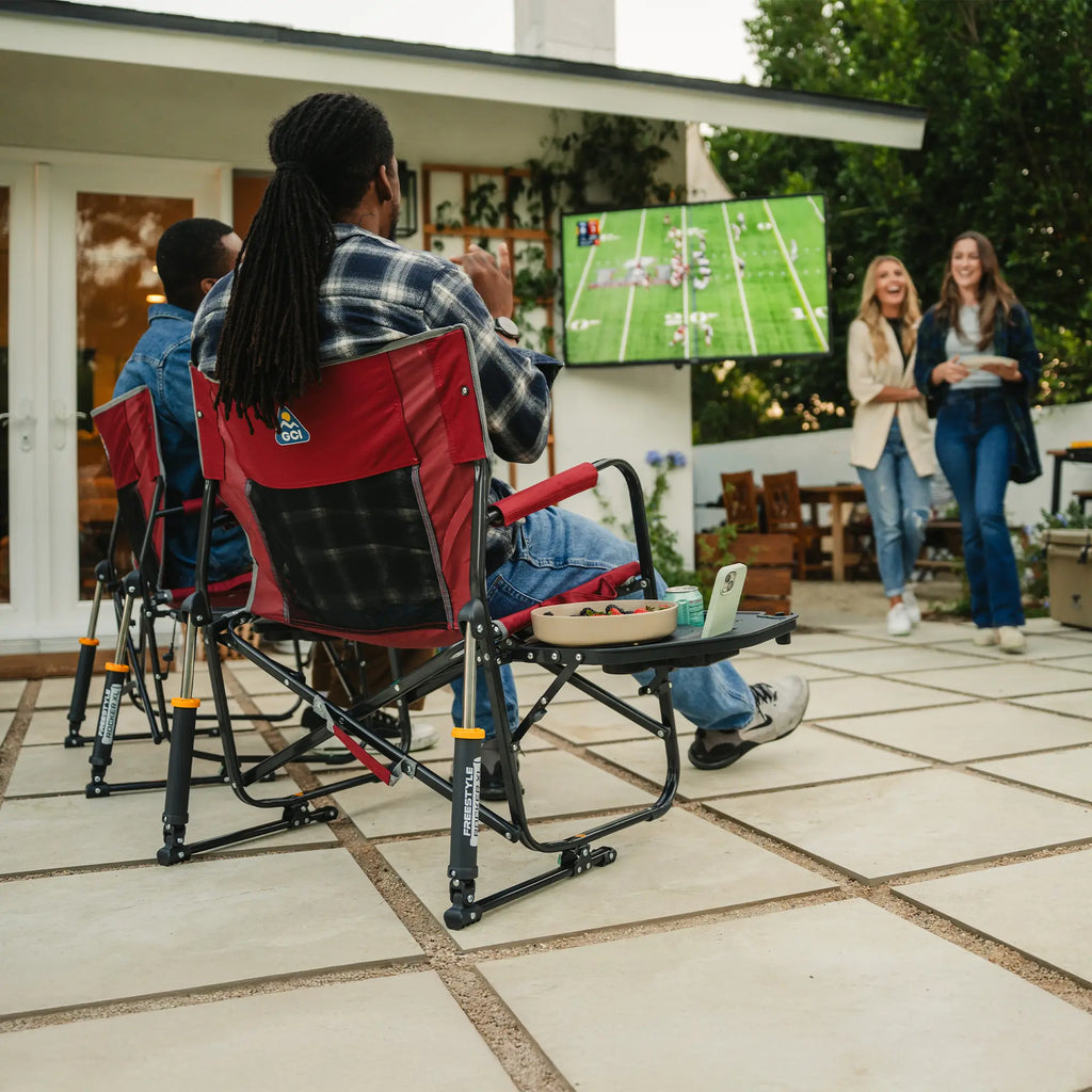 Premium All-Weather Freestyle Rocker XL with Side Table - Choice 836 - Heavy-Duty Kickback Rocker with Beverage Holder Detail