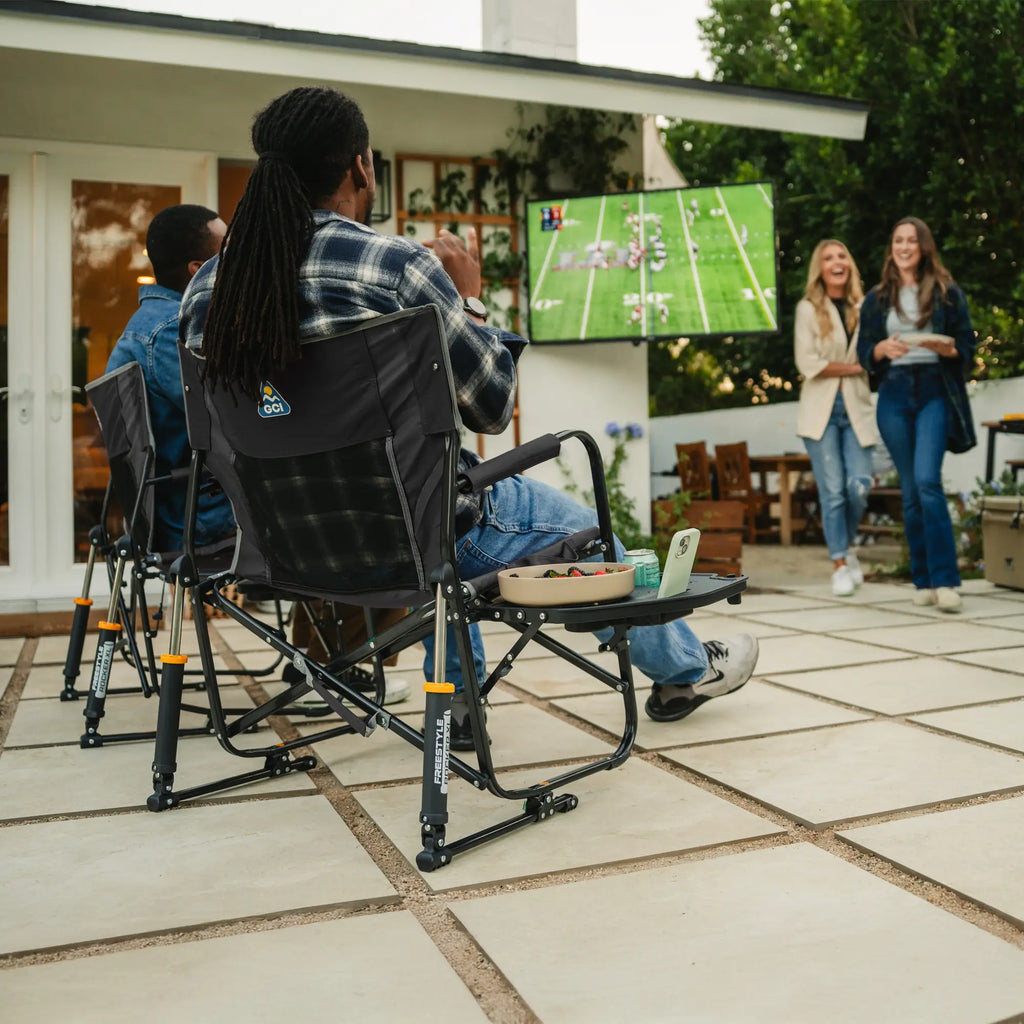 Premium All-Weather Freestyle Rocker XL with Side Table - Choice 836 - Heavy-Duty Kickback Rocker with Beverage Holder Detail