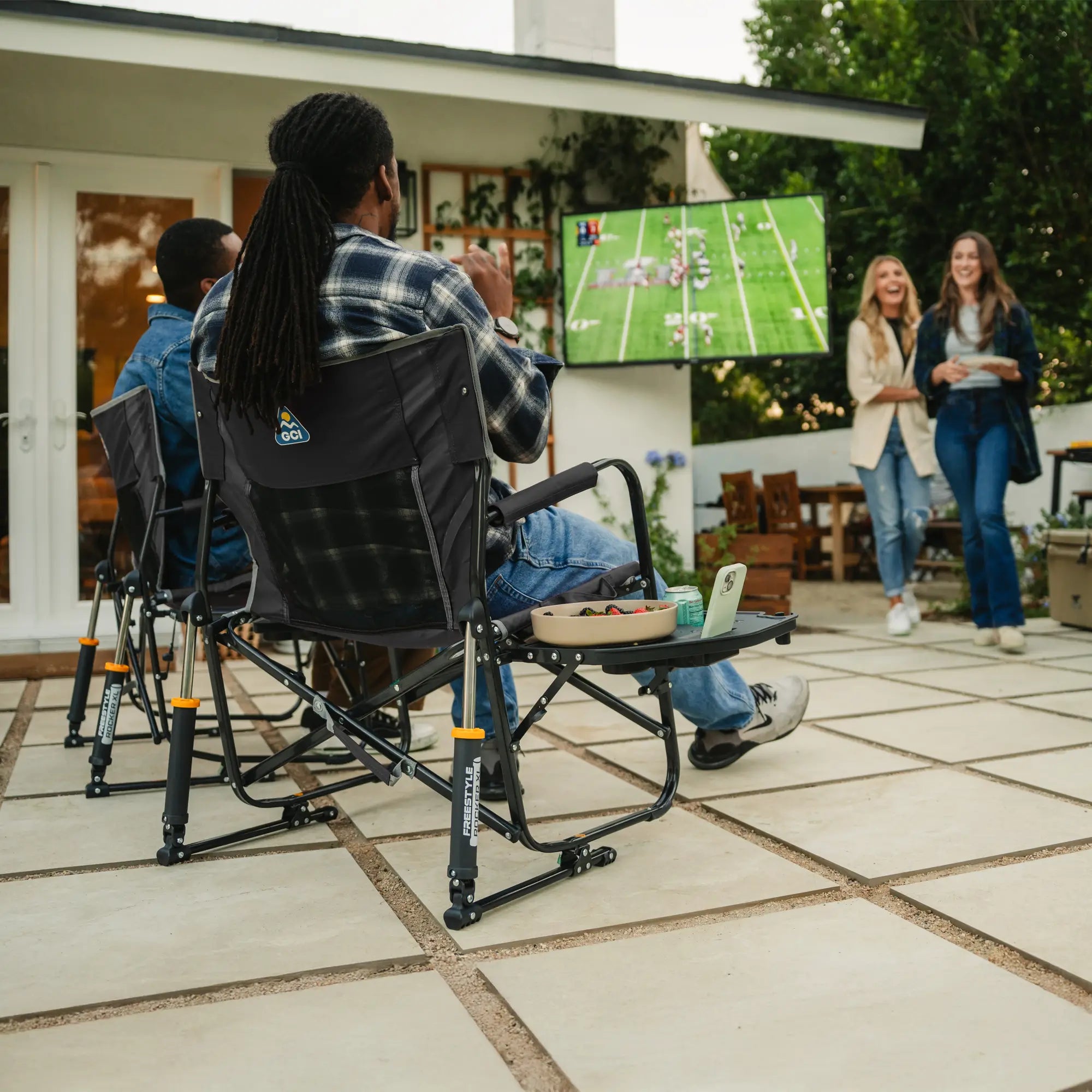 Premium All-Weather Freestyle Rocker XL with Side Table - Choice 836 - Heavy-Duty Kickback Rocker with Beverage Holder Detail