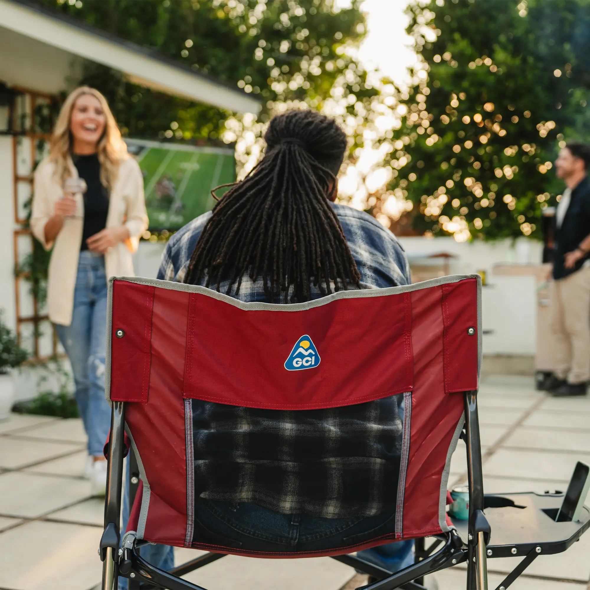 Premium All-Weather Freestyle Rocker XL with Side Table - Choice 836 - Heavy-Duty Kickback Rocker with Beverage Holder Detail