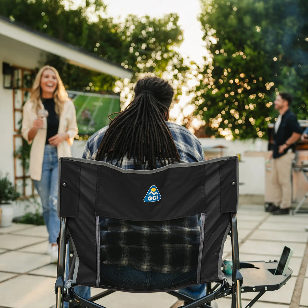Premium All-Weather Freestyle Rocker XL with Side Table - Choice 836 - Heavy-Duty Kickback Rocker with Beverage Holder Detail