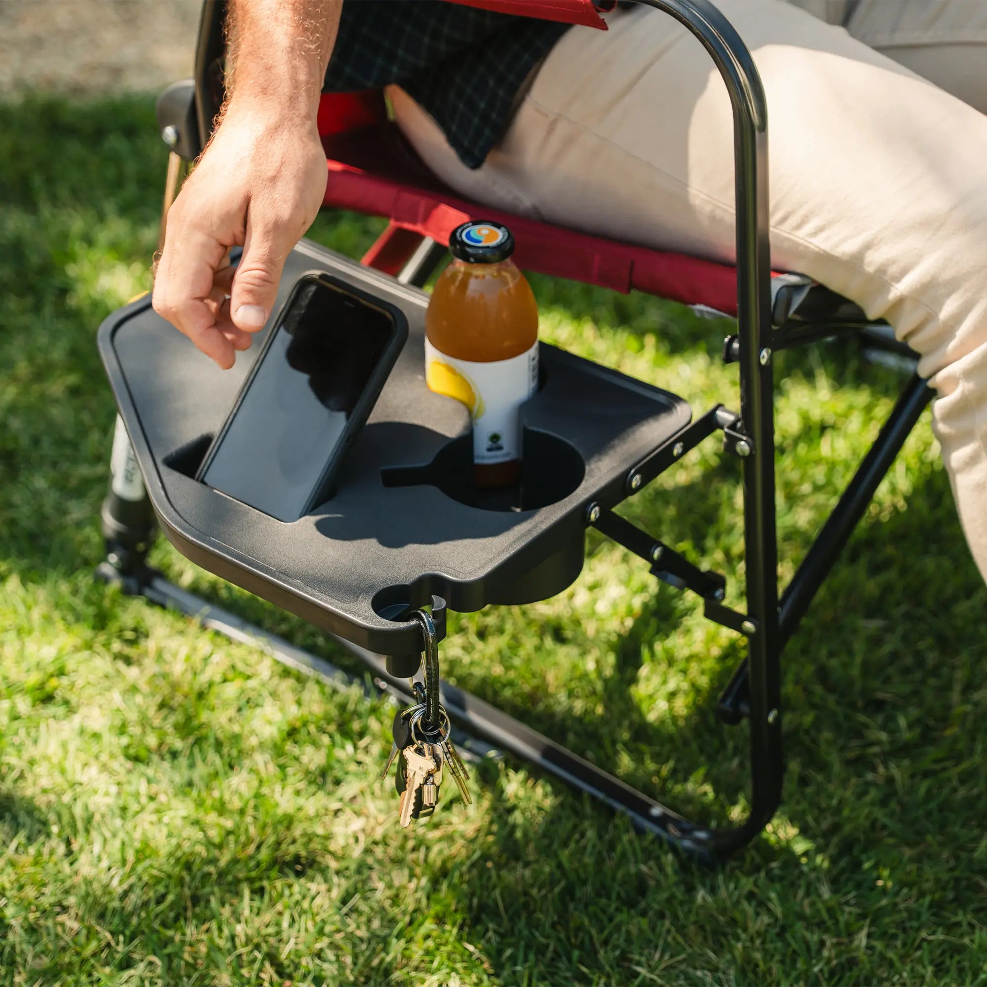Premium All-Weather Freestyle Rocker XL with Side Table - Choice 836 - Heavy-Duty Kickback Rocker with Beverage Holder Detail
