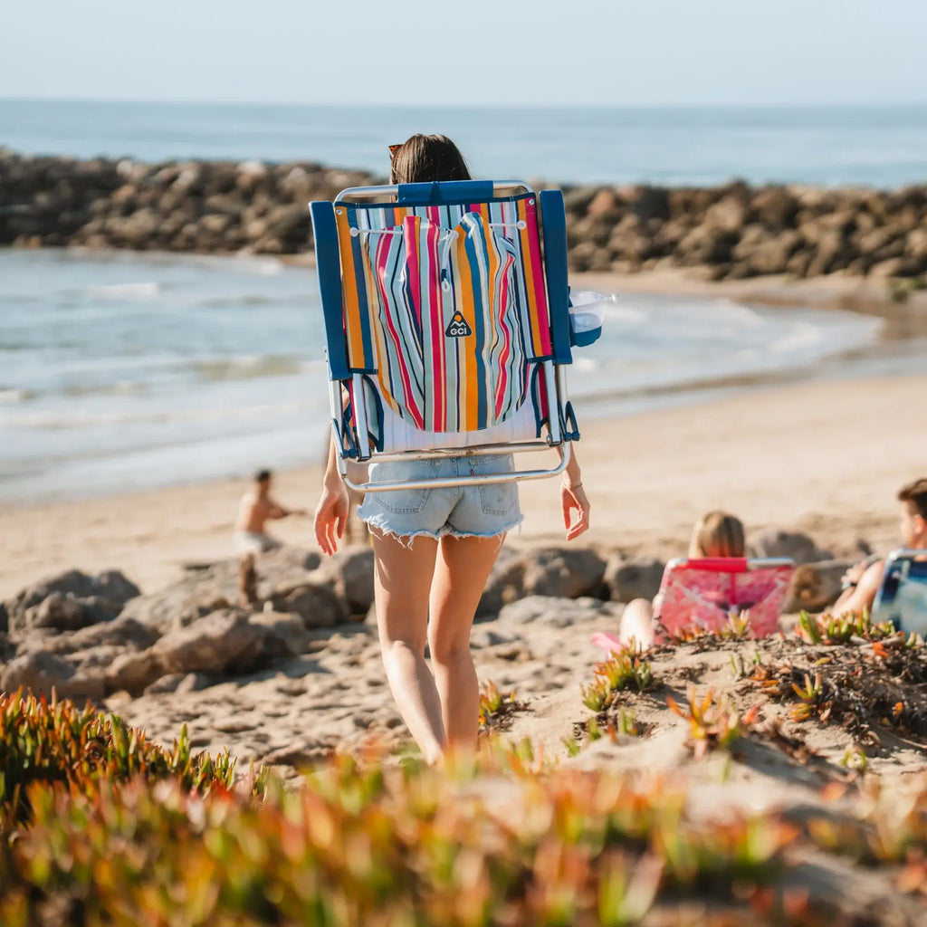 Rust-Resistant Aluminum Backpack Beach Chair - Choice 709 - Portable Heavy-Duty Low Boy Chair for Ocean Side Detail
