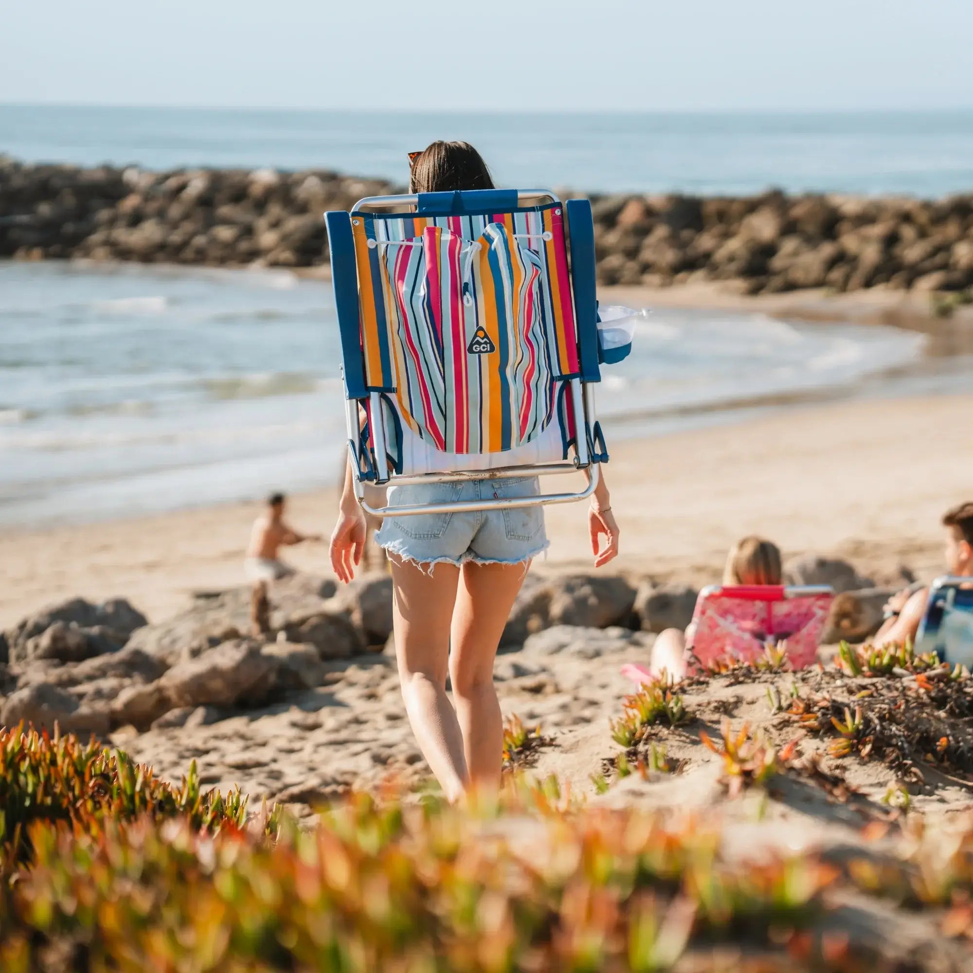 Rust-Resistant Aluminum Backpack Beach Chair - Choice 709 - Portable Heavy-Duty Low Boy Chair for Ocean Side Detail