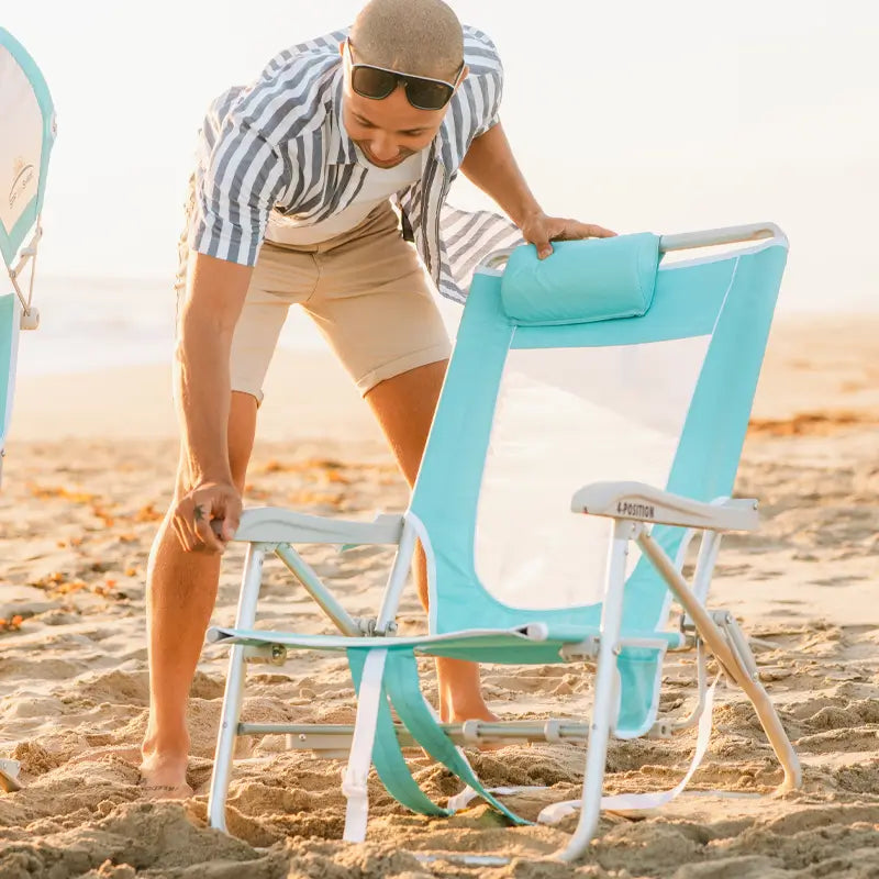 Backpack Travel Big Surf with Slide Table - Choice 334 - Multi-Position Outdoor Beach Chair with Pillow Detail