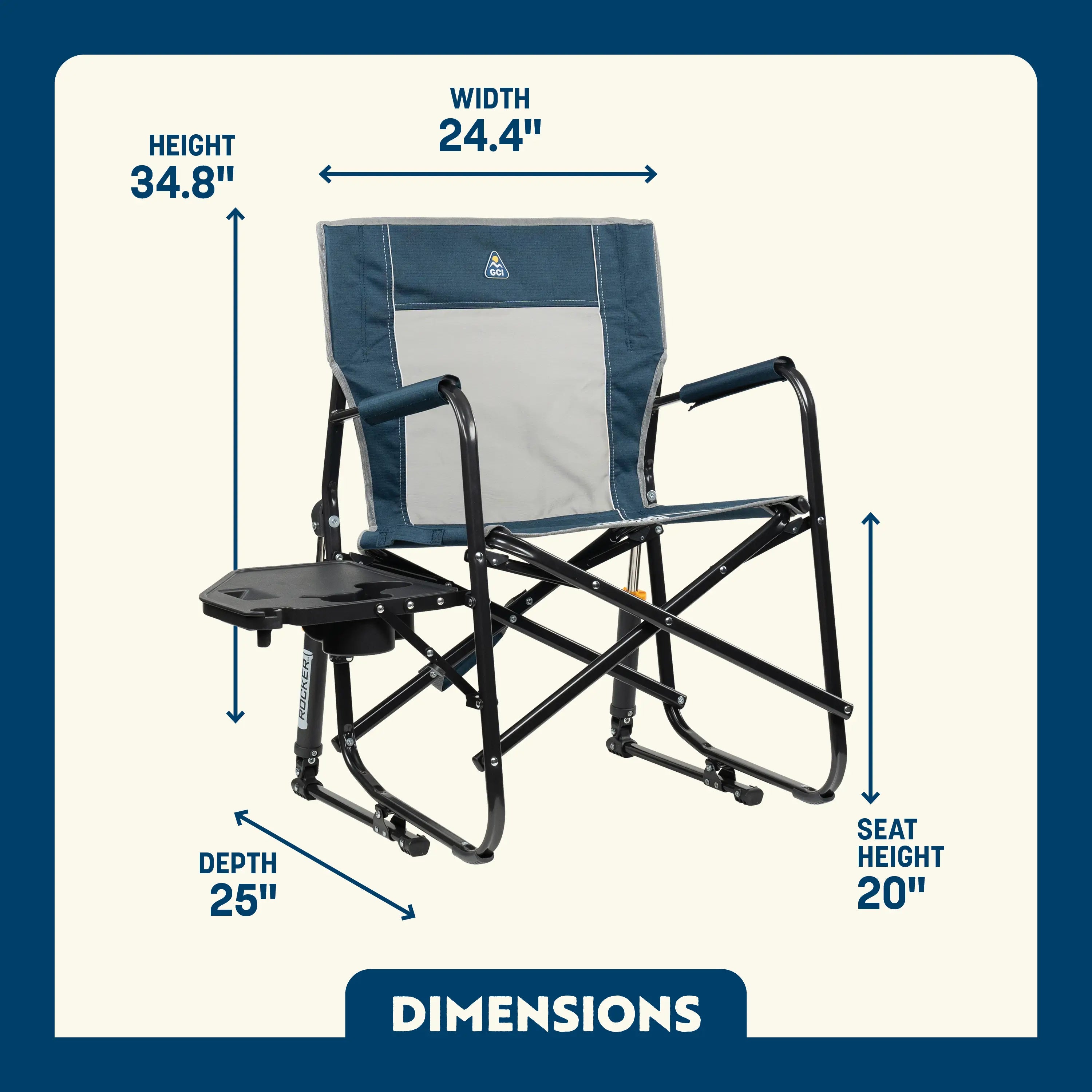 Premium All-Weather Freestyle Rocker with Side Table - Choice 853 - Heavy-Duty Kickback Rocker with Beverage Holder Detail