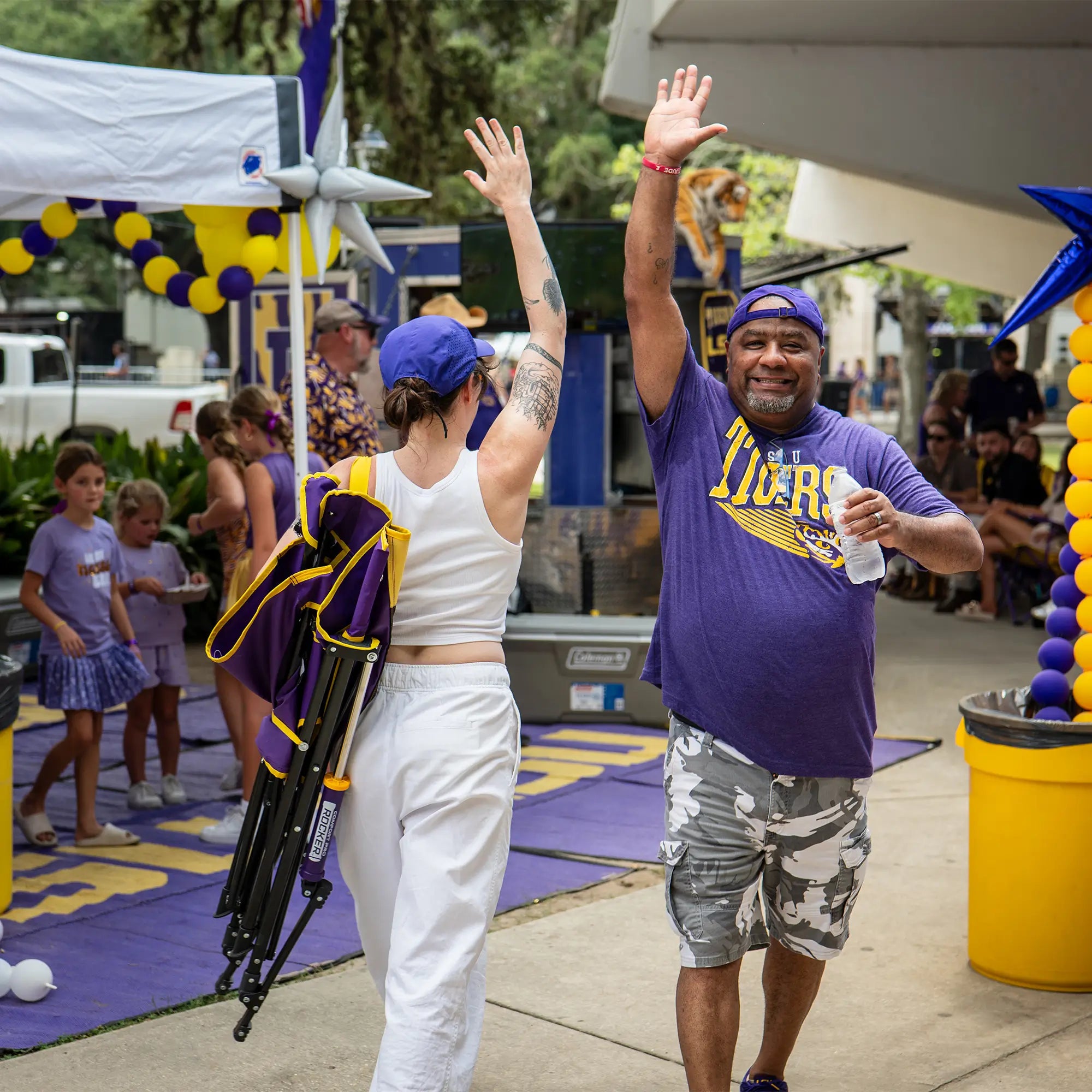 Premium All-Weather College Comfort Pro Rocker - LSU Tigers - Choice 880 - Freestyle Rocker Portable Outdoor Folding Chair Detail