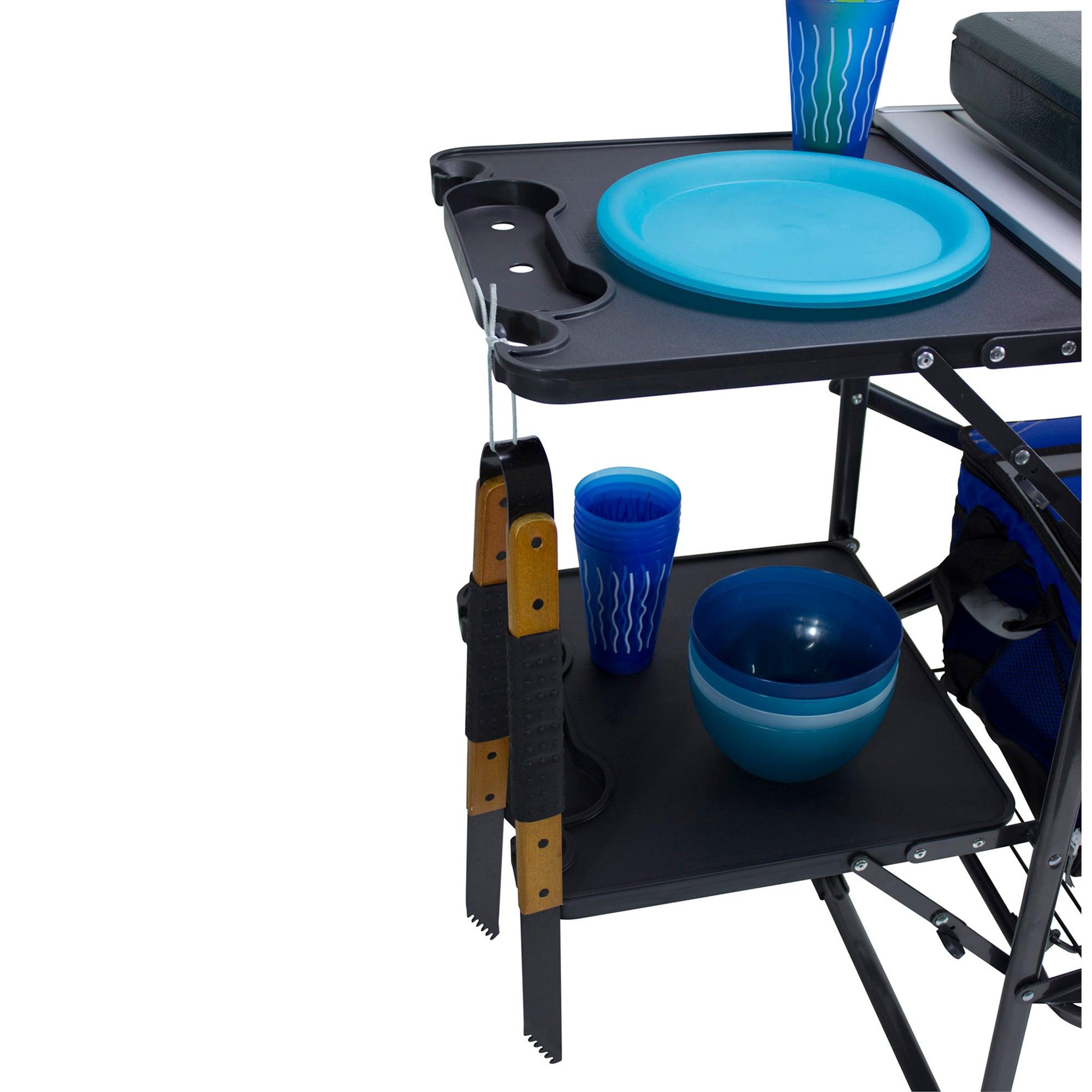 Heat-Resistant Tool Slim-Fold Cook Station - Choice 575 - Portable Compact BBQ Grilling Tool Set Detail
