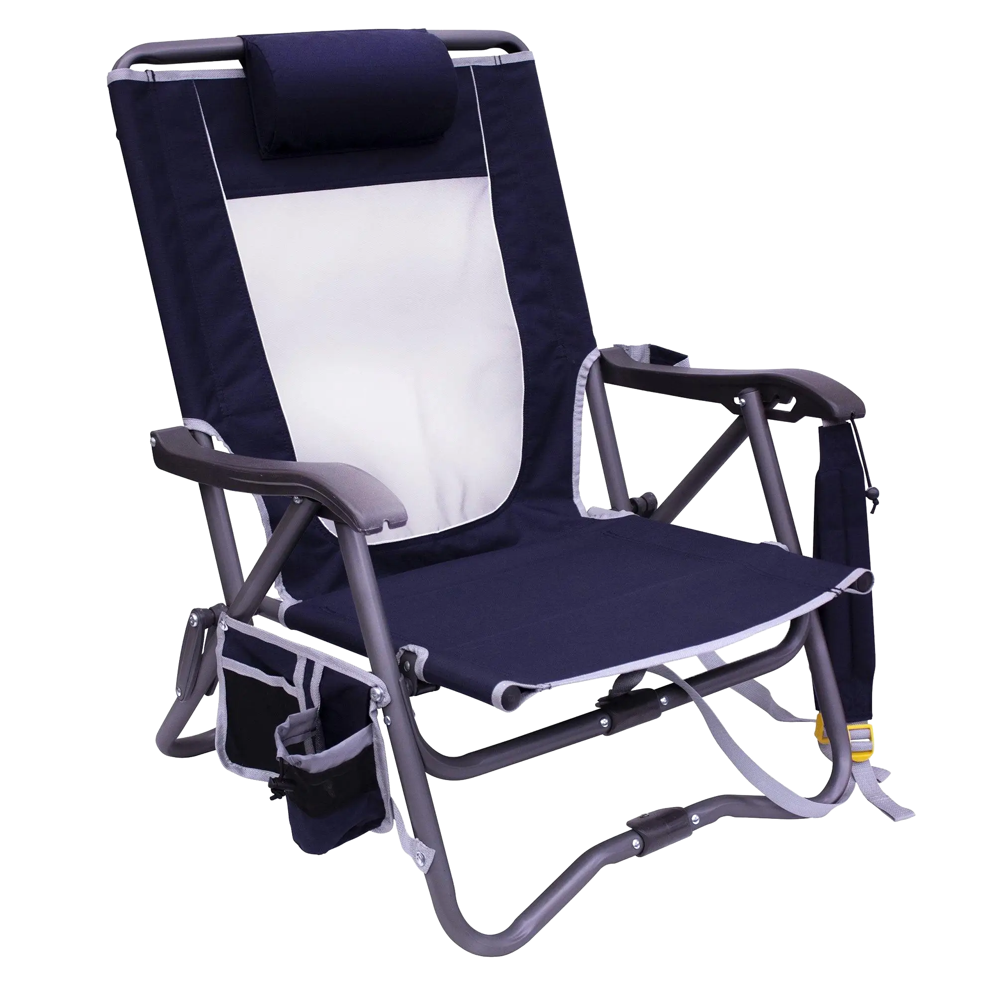 Telescoping Frame Bi-Fold Slim Event Chair - Choice 334 - Pico Compact Folding Camp Chair with Carry Bag - Indigo