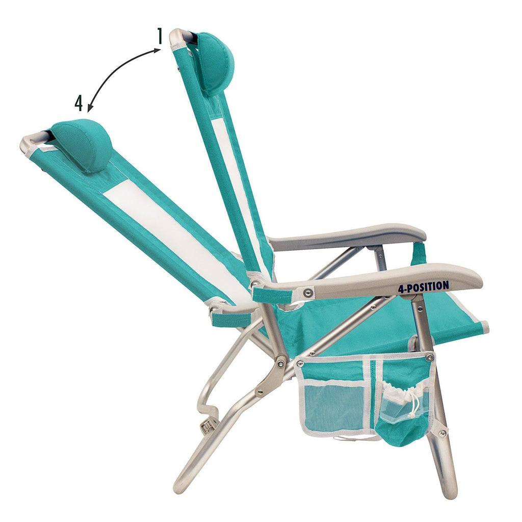 Rust-Resistant Aluminum Bi-Fold Beach Chair - Choice 601 - Multi-Position Outdoor Beach Chair with Pillow Detail