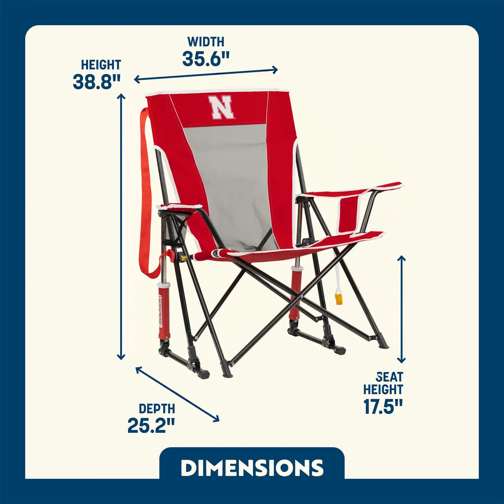 Patented Spring-Action College Comfort Pro Rocker - Nebraska Cornhuskers - Choice 161 - Freestyle Rocker Portable Outdoor Folding Chair Detail