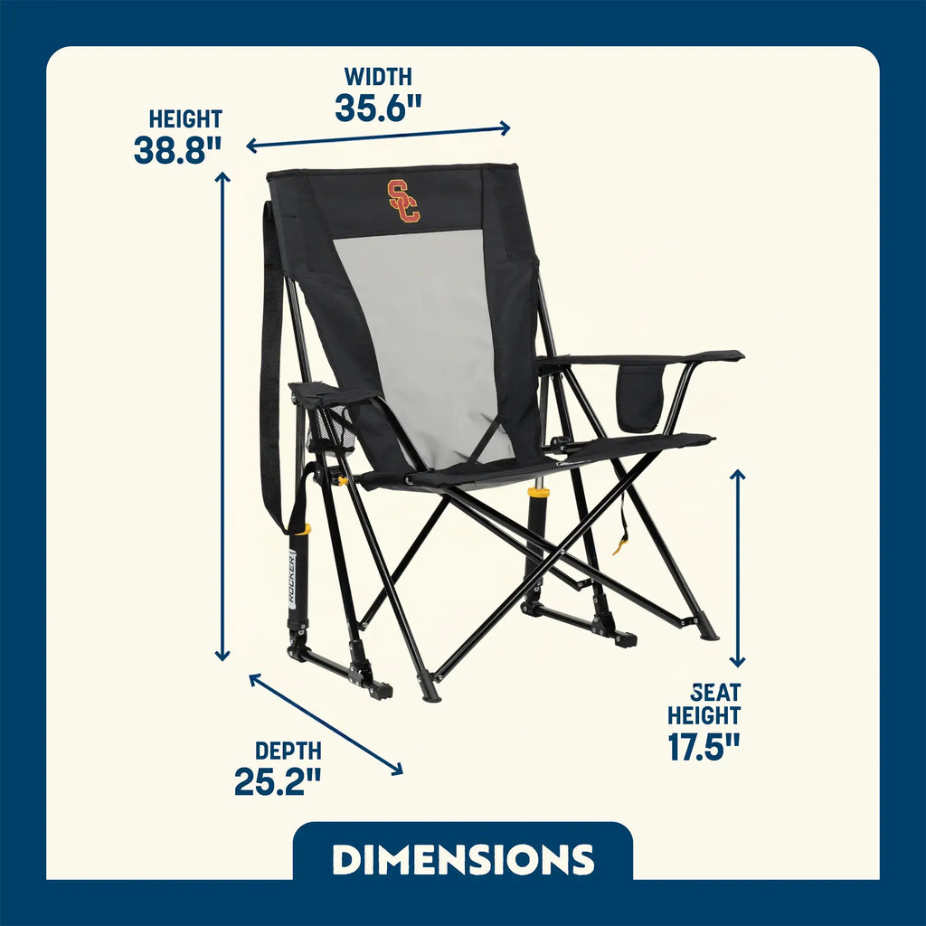 Premium All-Weather College Comfort Pro Rocker - USC Trojans - Choice 856 - Heavy-Duty Kickback Rocker with Beverage Holder Detail