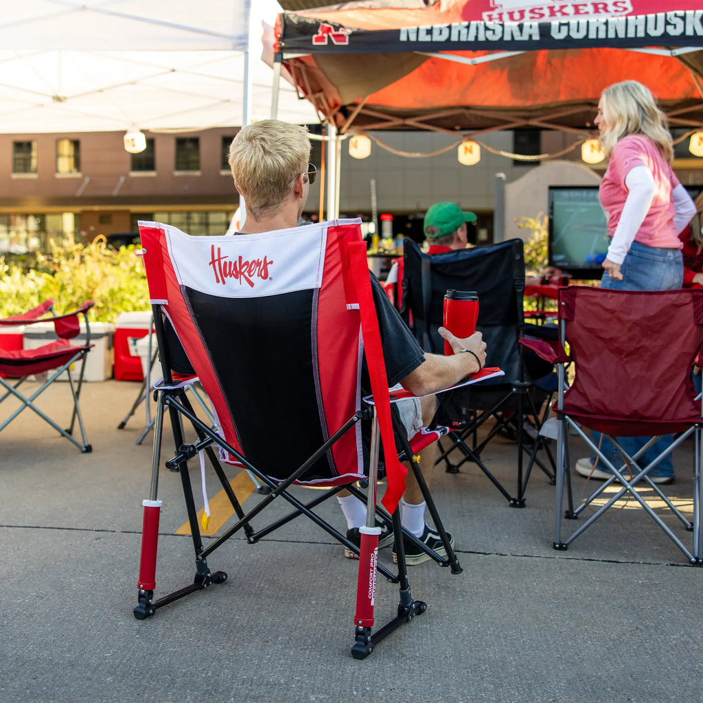 Patented Spring-Action College Comfort Pro Rocker - Nebraska Cornhuskers - Choice 161 - Freestyle Rocker Portable Outdoor Folding Chair Detail
