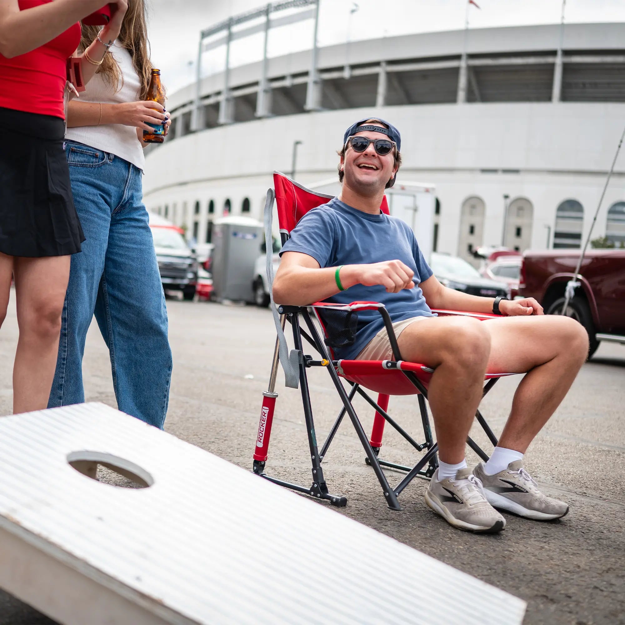 Luxury Camp College Comfort Pro Rocker - Ohio State Buckeyes - Choice 676 - Freestyle Rocker Portable Outdoor Folding Chair Detail