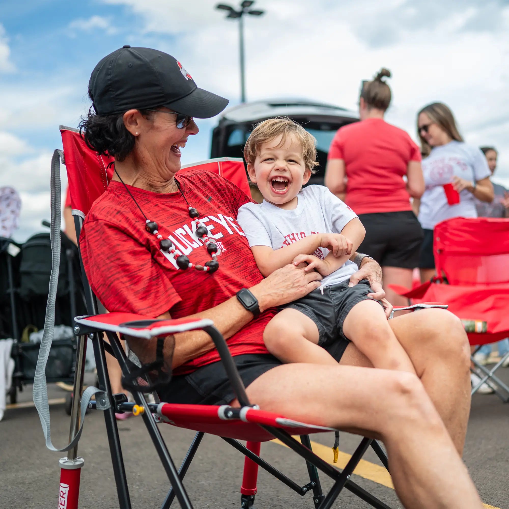 Luxury Camp College Comfort Pro Rocker - Ohio State Buckeyes - Choice 676 - Freestyle Rocker Portable Outdoor Folding Chair Detail