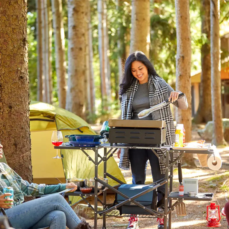 Heat-Resistant Tool Slim-Fold Cook Station - Choice 575 - Portable Compact BBQ Grilling Tool Set Detail
