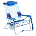 Rust-Resistant Aluminum Bi-Fold Beach Chair - Choice 601 - Multi-Position Outdoor Beach Chair with Pillow - Wave
